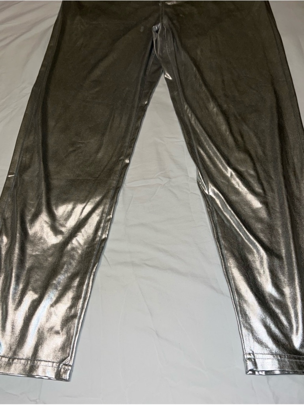Metallic Silver High-Shine Leggings